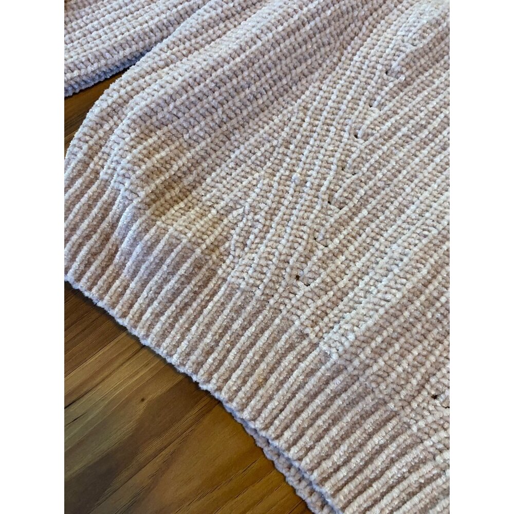 H&M Chenille Blush Pink Medium Sweater Knit Crop Pullover Jumper Chunky Boxy - Picture 2 of 10